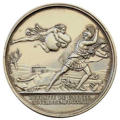 null Napoleon 1st. Silver medal. Retreat of the army November 1812. 40mm. Airlines...