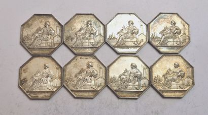null Valenciennes. Caisse Commerciale. 1853. Lot of 8 silver tokens. SUP