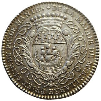 null Aldermen and Mayors. Nantes. Mathurin Bellabre. Mayor. 1748. Silver token. F.A...