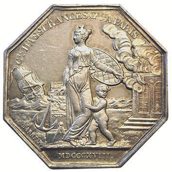 null Louis XVIII. Compagnie d'Assurances Générales de Paris. 1818. Jeton argent....