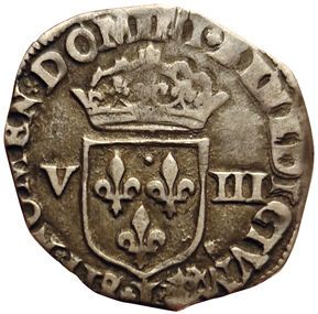 null Henri IV. 1589-1610. Huitième d'écu. 1591 L. Bayonne. 4,71grs. Gad.582 (R3)....