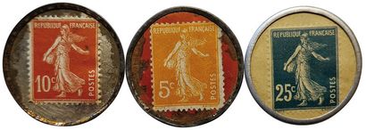 null Stamps-Coins. Set of 3 : Dames de France Bordeaux (Carde 1442c), F.Massart Fournitures...