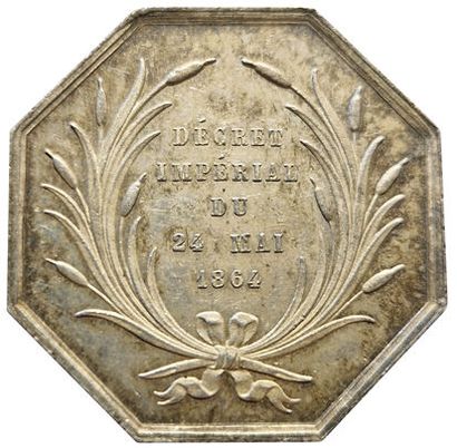 null Silver token. Marine Insurance La Garonne. 1864. Card 1259 (Bee). SPL