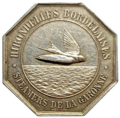 null Silver token. Steamboats. Swallows of Bordeaux. Steamers de la Garonne. Limited...
