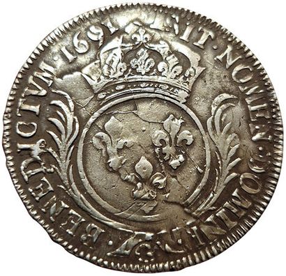 null Louis XIV. Ecu with Palms. Date illegible.G. Poitiers. Reformation on a 8 L...