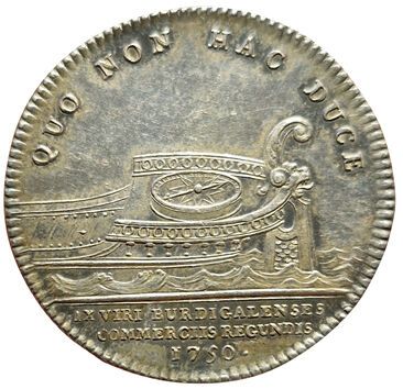null Louis XV. Silver token. Chamber of Commerce of Bordeaux. 1750. 414 card. Medal...