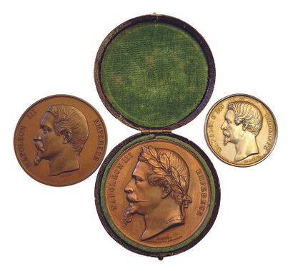 null Napoleon III. 3 medals: Silver medal Concours Agricole Régional, Bordeaux, 1860...