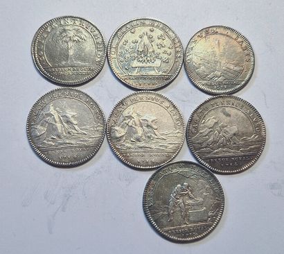 null Louis XIV. 7 silver tokens : Maj. Royal Treasury. Various. TTB and SUP