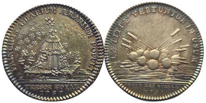 null Louis XV. 2 silver tokens : Trésor Royal 1737 (F.A 2044) and Ordinaire des Guerres...