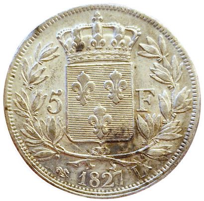 null Charles X. 5 Francs 1827 L. Bayonne. Gad.644. TTB