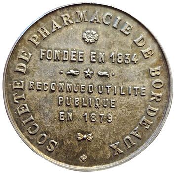 null Jeton argent. Société de Pharmacie de Bordeaux. 1879. Carde 1280 (Corne). S...