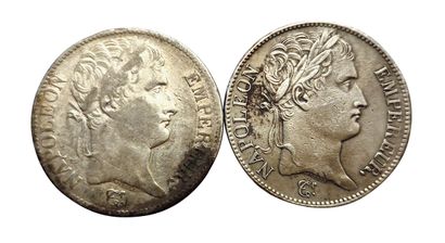 null 1st Empire. 2 coins : 5 Francs 1809 A and 1809 L. TTB