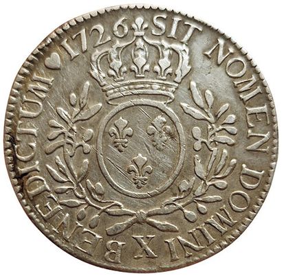 null Louis XV. Ecu aux branches d'olivier. 1726 X. Amiens. 29,24grs. Gad.321. qT...
