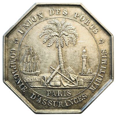 null Maritime Insurance. Union des Ports. Paris. 1836. Silver token. Gailh.899 (Lamp)....