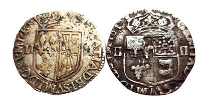 null Louis XIII. Lot de 2 quarts d'écu de Navarre 1616 M et de Béarn 161 ( ?). T...