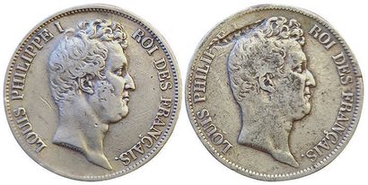 null Louis-Philippe. 2 monnaies : 5 Francs 1831 B et 1831 Q (défaut de flan). Tr....