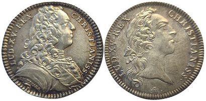 null Louis XV. 2 jetons argent : Trésor Royal 1737 (F.A 2044) et Ordinaire des Guerres...