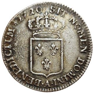 null Louis XV. Third of ecu of France. 1720 A. Paris. 7,86grs. Gad.306. TB+.