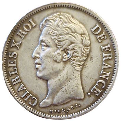null Charles X. 5 Francs 1830 A. Paris. Edge in relief. Gad.644a. Rare. TTB
