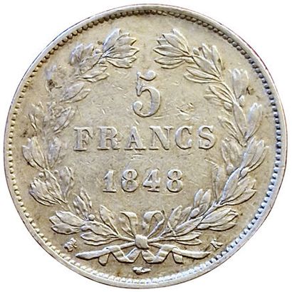 null Louis-Philippe. 5 Francs 1848 K. Bordeaux. Gad.683. 165687 ex. TTB