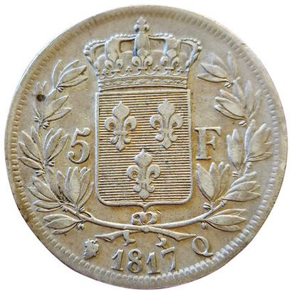 null Louis XVIII. 5 Francs 1817 Q. Perpignan. Gad.614. 104818 ex. TB/TB+