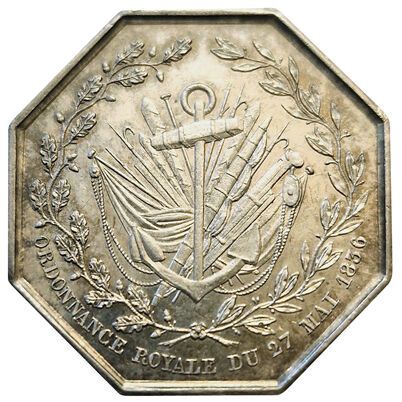 null Maritime Insurance. Union des Ports. Paris. 1836. Silver token. Gailh.899 (Lamp)....