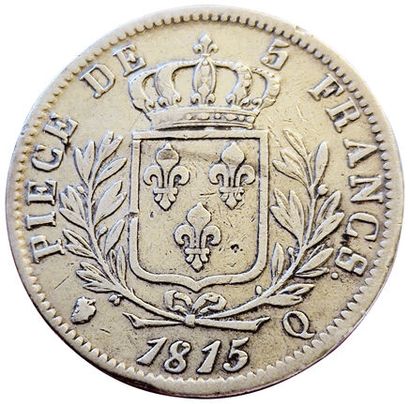 null Louis XVIII. 5 Francs au buste habillé 1815 Q. Perpignan. Gad.591. TB+