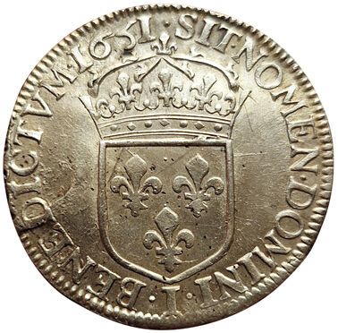 null Louis XIV. Demi-Ecu à la mèche longue. 1651 I. Limoges. Variété F.FR. 13,58grs....