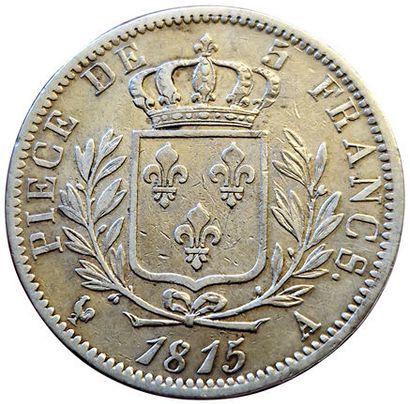 null Louis XVIII. 5 Francs au buste habillé 1815 A. Paris. Gad.591. TTB