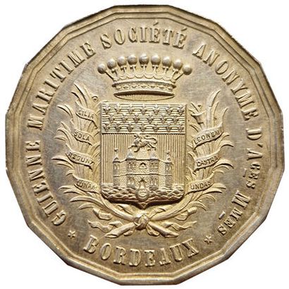 null Silver token. Assurances Maritimes Guienne. Bordeaux. 1863. Card 1263 (Bee)....