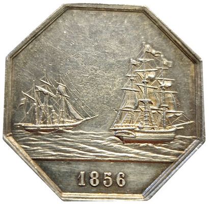 null Silver token. Maritime Insurance La Dordogne. 1856. Carde 1255 (Main). SUP to...