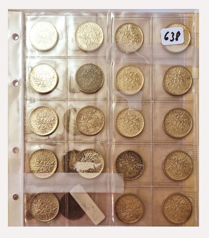 null France. Lot of 27 silver coins : 5 Francs Semeuse (x19), 2 Francs Cérès (x8)....