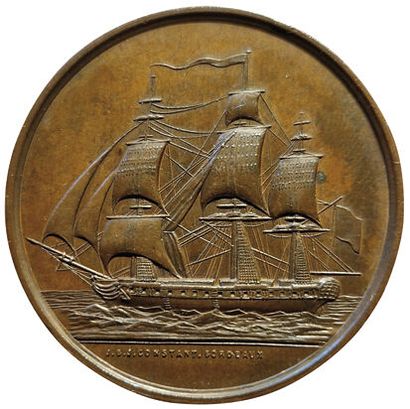 null Jeton cuivre. Assurances Maritimes Alliance Maritime. Bordeaux. 1854. Carde...
