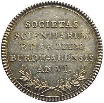 null Silver token. Society of Sciences and Arts. Bordeaux. Year VI. Carde 768. Without...