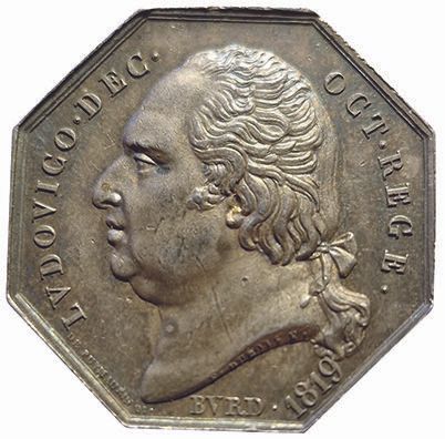 null Louis XVIII. Silver token. Company of the Bridge of Bordeaux. 1819. Card 1228...