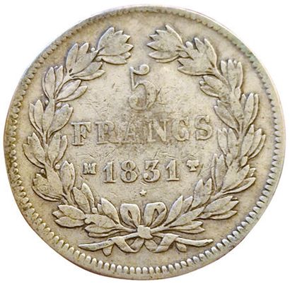 null Louis-Philippe. 5 Francs laurel 1st type 1831 MA. Marseille. Tr. In hollow....