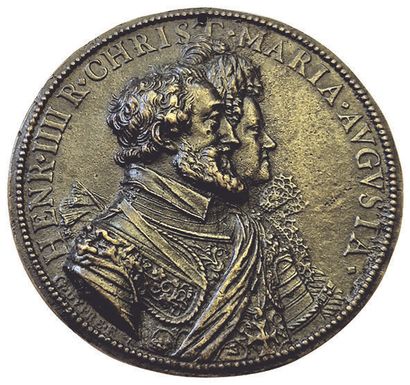 null Henri IV and Marie de Médicis. Medal in bronze. Old casting. By G.Dupré. R/...