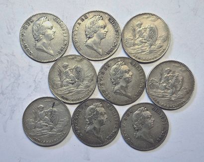 null Louis XV. 9 silver tokens : States of Languedoc 1765. TB+ and TTB