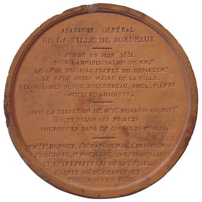 null Medal in Terracotta. Louis Philippe. General slaughterhouse of the city of Bordeaux....