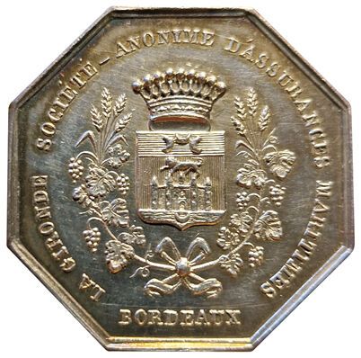 null Silver token. Maritime Insurance La Gironde. 1844. Carde 1261 (Main). SUP