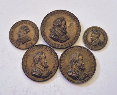 null Lot of 5 Medals, Refrappes 18th/19th c.: Charles X, Cardinal de Bourbon (SUP,...