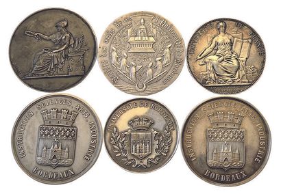 null Lot of 6 silver medals : Philomatic Societies, Universities, Schools. Total...