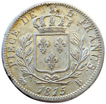 null Louis XVIII. 5 Francs au buste habillé 1815 B. Rouen. Gad.591. TTB+