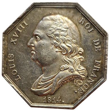 null Louis XVIII. Silver token. Notaries. Bordeaux. 1814. Carde 1193. Ler.57. SU...