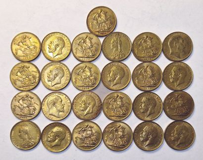 England. Lot of 25 coins of 1 Sovereign....