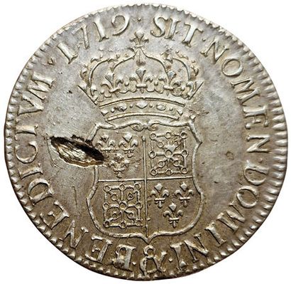 null Louis XV. Ecu of France-Navarre. 1719 Aix. 24,42grs. Gad.318 (R2). Big straw...