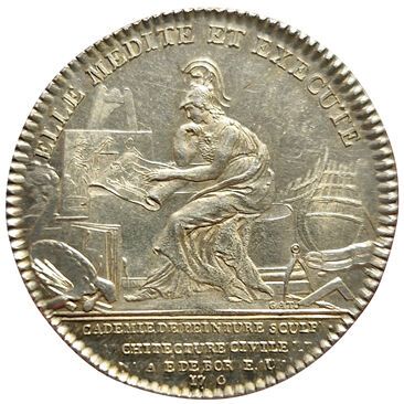 null Louis XVI. Silver token. Academy of Painting, Sculpture, Civil and Naval Architecture...
