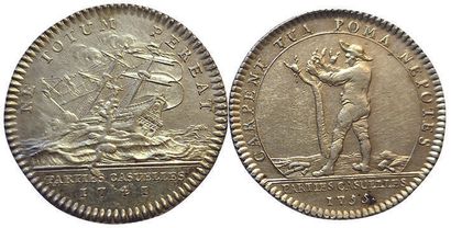 null Louis XV. 2 silver tokens : Parties Casuelles 1741 (F.A 2779) and 1755 (F.A...
