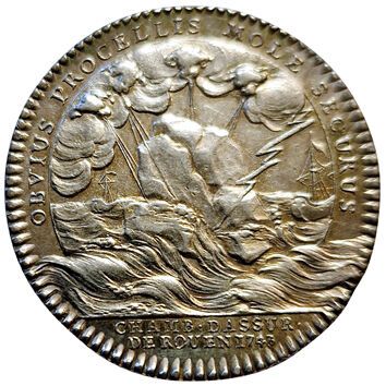 null Louis XV. Chamber of Insurance of Rouen. 1743. Silver token. F.A 6314 var. bust....