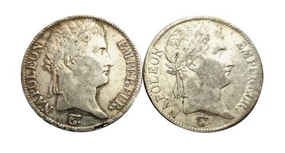 null 1er Empire. 2 monnaies : 5 Francs 1812 A et 1812 I. TTB